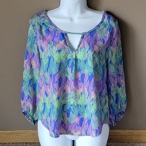 American Eagle Bright Colorful Vacation Blouse Size XS